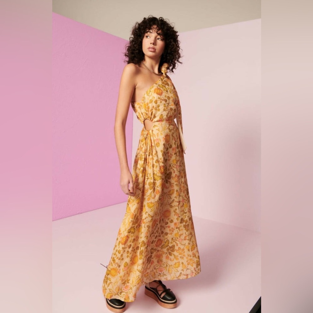 Kate Ford Alata Tie Cut Out Dress Multi Floral